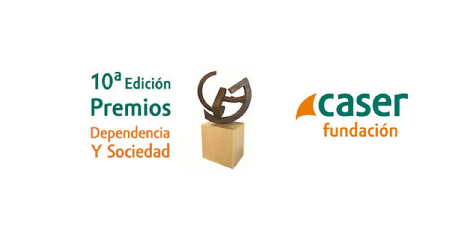 Foto de cartel de la decima edicion de premios dependencia y sociedad con logo fundación caser