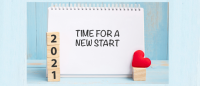 Foto de un calendario con una letra en ingles que dicen tiempo de un nuevo comienzo y un corazón