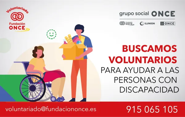 Foto del cartel de voluntariado del grupo ONCE