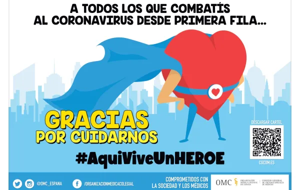 Foto con el cartel de la campaña aquí vive un héroe