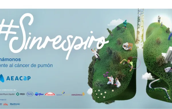 Foto del visual de la campaña sin respiro del día internacional del cáncer de pulmón