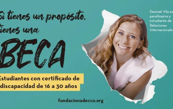 Foto del cartel de becas de la fundacion adecco