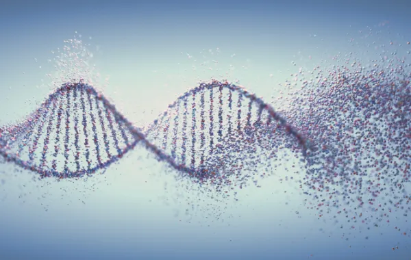 Foto con una imagen de un adn que se va rompiendo por un lado