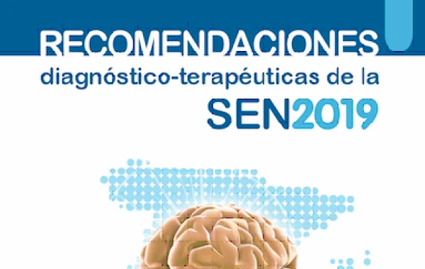 Foto del manual de epilepsia con un dibujo de un cerebro en el centro