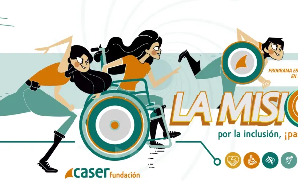 Foto con el cartel de La mision por la Inclusión