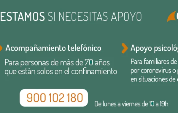 Foto del cartel del nuevo servicio acompañamiento telefónico y apoyo psicológico