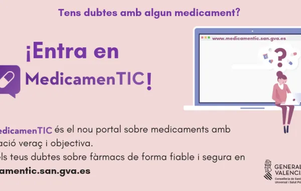 Cartel de medicamentic con las indicaciones sobre la aplicación