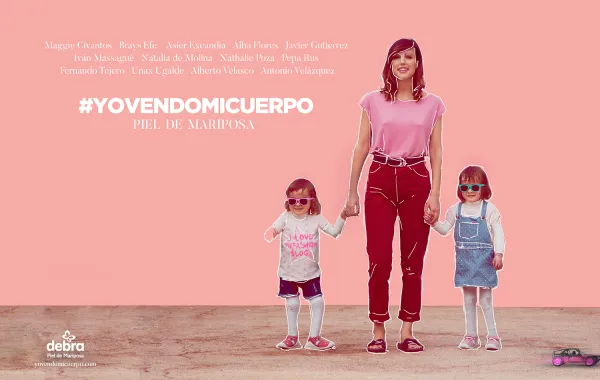 Foto de cartel de campaña yo vendo mi cuerpo por la piel de mariposa