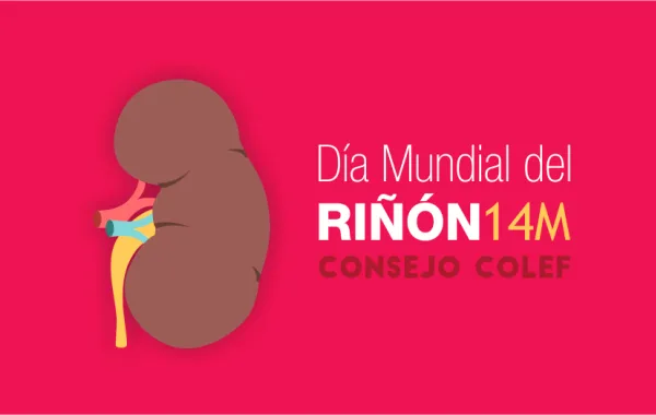 Foto de un cartel del dia mundial de riñon con un dibujo de un riñon
