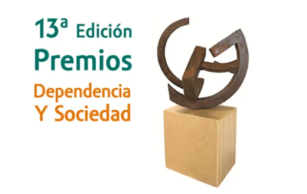 Foto del cartel de la 13 edicion de los premios dependencia y sociedad con foto de un trofeo