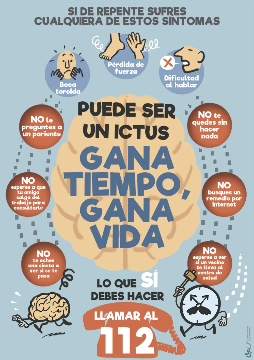 Foto del cartel sobre síntomas de detección del ictus