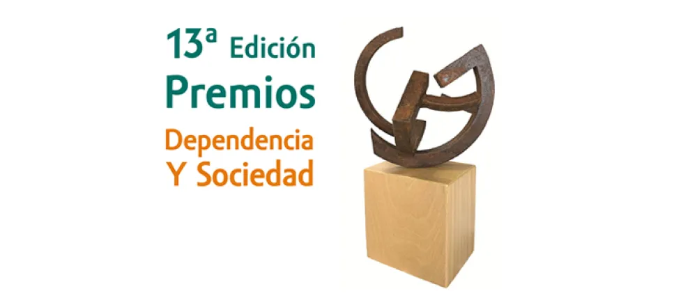 Foto del cartel de la 13 edicion de los premios dependencia y sociedad con foto de un trofeo