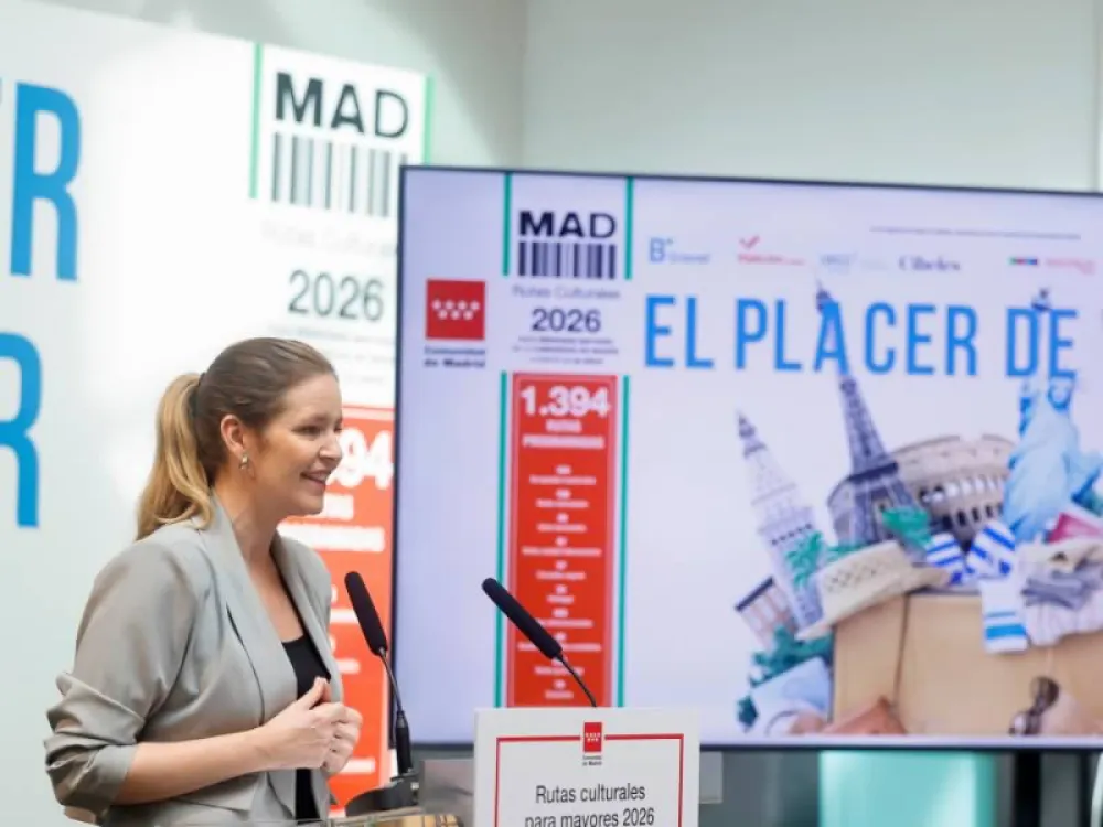 Presentación de las rutas culturales para promover el envejecimiento activo por parte de Ana Dávila, consejera de Familia, Juventud y Asuntos Sociales.